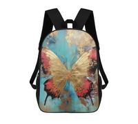 sinyumoney Mochilas De 17 Pulgadas Para Niños, Mochila Escolar Golden Butterfly Mochila Escolar Impresa En 3D Para Niños De Primaria Y Secundaria