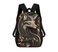 sinyumoney Mochilas De 17 Pulgadas Para Niños, Mochila Escolar Golden Fox Art Deco Harmony Mochila Escolar Impresa En 3D Para Niños De Primaria Y Secundaria