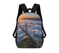 sinyumoney Mochilas De 17 Pulgadas Para Niños, Mochila Escolar Golden Gate Bridge in Fog Mochila Escolar Impresa En 3D Para Niños De Primaria Y Secundaria