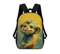 sinyumoney Mochilas De 17 Pulgadas Para Niños, Mochila Escolar Golden Monkey Art Print Mochila Escolar Impresa En 3D Para Niños De Primaria Y Secundaria