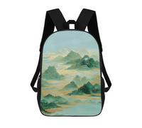 sinyumoney Mochilas De 17 Pulgadas Para Niños, Mochila Escolar Golden Mountain Landscape Painting Mochila Escolar Impresa En 3D Para Niños De Primaria Y Secundaria