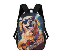 sinyumoney Mochilas De 17 Pulgadas Para Niños, Mochila Escolar Golden Retriever Playing Guitar -1 Mochila Escolar Impresa En 3D Para Niños De Primaria Y Secundaria