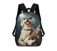 sinyumoney Mochilas De 17 Pulgadas Para Niños, Mochila Escolar Golden Retriever Rock Star -1 Mochila Escolar Impresa En 3D Para Niños De Primaria Y Secundaria