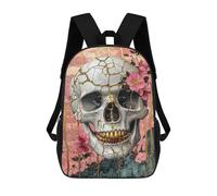 sinyumoney Mochilas De 17 Pulgadas Para Niños, Mochila Escolar Golden Skull with Flowers Art Print Mochila Escolar Impresa En 3D Para Niños De Primaria Y Secundaria