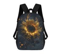 sinyumoney Mochilas De 17 Pulgadas Para Niños, Mochila Escolar Golden Sunflower with Fire Effect-1 Mochila Escolar Impresa En 3D Para Niños De Primaria Y Secundaria