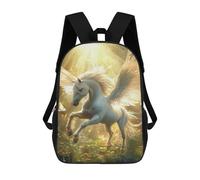 sinyumoney Mochilas De 17 Pulgadas Para Niños, Mochila Escolar Golden Winged Horse Fantasy Art Mochila Escolar Impresa En 3D Para Niños De Primaria Y Secundaria