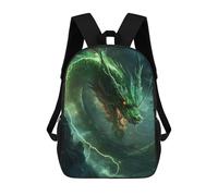 sinyumoney Mochilas De 17 Pulgadas Para Niños, Mochila Escolar Green Dragon Artwork-1 Mochila Escolar Impresa En 3D Para Niños De Primaria Y Secundaria