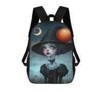 sinyumoney Mochilas De 17 Pulgadas Para Niños, Mochila Escolar Halloween Witch Balloon Mochila Escolar Impresa En 3D Para Niños De Primaria Y Secundaria