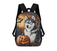 sinyumoney Mochilas De 17 Pulgadas Para Niños, Mochila Escolar Halloween Wolf with Jack-o'-Lantern-1 Mochila Escolar Impresa En 3D Para Niños De Primaria Y Secundaria
