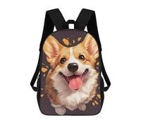 sinyumoney Mochilas De 17 Pulgadas Para Niños, Mochila Escolar Happy Corgi Portrait Mochila Escolar Impresa En 3D Para Niños De Primaria Y Secundaria