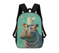 sinyumoney Mochilas De 17 Pulgadas Para Niños, Mochila Escolar Hippopotamus with Toilet Paper-5 Mochila Escolar Impresa En 3D Para Niños De Primaria Y Secundaria