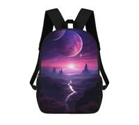 sinyumoney Mochilas De 17 Pulgadas Para Niños, Mochila Escolar Landscape Alien Planet Mochila Escolar Impresa En 3D Para Niños De Primaria Y Secundaria