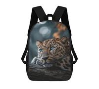 sinyumoney Mochilas De 17 Pulgadas Para Niños, Mochila Escolar Leopard with Blue Eyes on Tree Branch -1 Mochila Escolar Impresa En 3D Para Niños De Primaria Y Secundaria