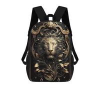 sinyumoney Mochilas De 17 Pulgadas Para Niños, Mochila Escolar Lion King Golden Art Deco Mochila Escolar Impresa En 3D Para Niños De Primaria Y Secundaria