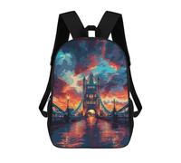 sinyumoney Mochilas De 17 Pulgadas Para Niños, Mochila Escolar London Bridge Sunset Mochila Escolar Impresa En 3D Para Niños De Primaria Y Secundaria
