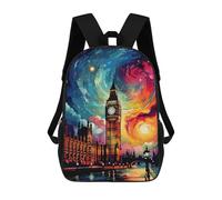 sinyumoney Mochilas De 17 Pulgadas Para Niños, Mochila Escolar London's Vibrant Night Sky Mochila Escolar Impresa En 3D Para Niños De Primaria Y Secundaria