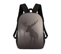 sinyumoney Mochilas De 17 Pulgadas Para Niños, Mochila Escolar Moose Animal Fog Mochila Escolar Impresa En 3D Para Niños De Primaria Y Secundaria