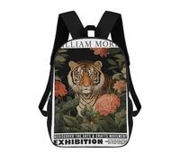 sinyumoney Mochilas De 17 Pulgadas Para Niños, Mochila Escolar Morris Floral Tiger Exhibition Mochila Escolar Impresa En 3D Para Niños De Primaria Y Secundaria