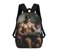 sinyumoney Mochilas De 17 Pulgadas Para Niños, Mochila Escolar Muscular Man Reading Newspaper Mochila Escolar Impresa En 3D Para Niños De Primaria Y Secundaria