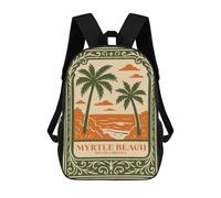 sinyumoney Mochilas De 17 Pulgadas Para Niños, Mochila Escolar Myrtle Beach South Carolina Travel Poster Mochila Escolar Impresa En 3D Para Niños De Primaria Y Secundaria