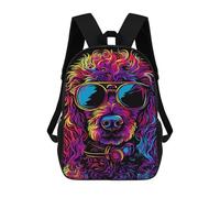 sinyumoney Mochilas De 17 Pulgadas Para Niños, Mochila Escolar Neon Cool Dog Sunglasses Art Print Mochila Escolar Impresa En 3D Para Niños De Primaria Y Secundaria