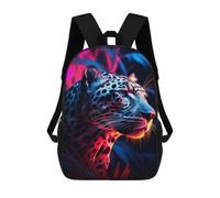 sinyumoney Mochilas De 17 Pulgadas Para Niños, Mochila Escolar Neon Jaguar Portrait Mochila Escolar Impresa En 3D Para Niños De Primaria Y Secundaria