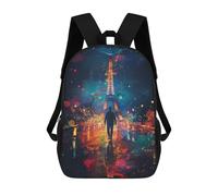 sinyumoney Mochilas De 17 Pulgadas Para Niños, Mochila Escolar Paris Night Lights Eiffel Tower Reflections Mochila Escolar Impresa En 3D Para Niños De Primaria Y Secundaria