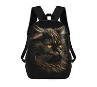 sinyumoney Mochilas De 17 Pulgadas Para Niños, Mochila Escolar Persian Cats Black Gold Mochila Escolar Impresa En 3D Para Niños De Primaria Y Secundaria