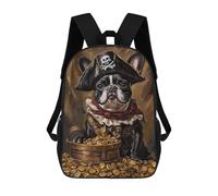 sinyumoney Mochilas De 17 Pulgadas Para Niños, Mochila Escolar Pirate Dog Treasure Chest-11 Mochila Escolar Impresa En 3D Para Niños De Primaria Y Secundaria