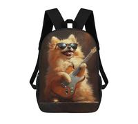 sinyumoney Mochilas De 17 Pulgadas Para Niños, Mochila Escolar Pomeranian Playing Guitar Art Print Mochila Escolar Impresa En 3D Para Niños De Primaria Y Secundaria