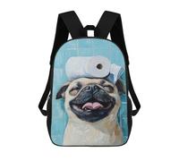 sinyumoney Mochilas De 17 Pulgadas Para Niños, Mochila Escolar Pug with Toilet Paper on Head Mochila Escolar Impresa En 3D Para Niños De Primaria Y Secundaria