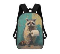 sinyumoney Mochilas De 17 Pulgadas Para Niños, Mochila Escolar Raccoon with Toilet Paper Oil Painting-2 Mochila Escolar Impresa En 3D Para Niños De Primaria Y Secundaria