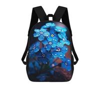 sinyumoney Mochilas De 17 Pulgadas Para Niños, Mochila Escolar Rainy Blue Flower Mochila Escolar Impresa En 3D Para Niños De Primaria Y Secundaria