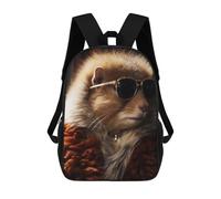 sinyumoney Mochilas De 17 Pulgadas Para Niños, Mochila Escolar Rich Hamster with Glasses Mochila Escolar Impresa En 3D Para Niños De Primaria Y Secundaria