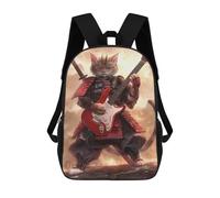sinyumoney Mochilas De 17 Pulgadas Para Niños, Mochila Escolar Samurai Cat Rock Star Mochila Escolar Impresa En 3D Para Niños De Primaria Y Secundaria