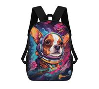 sinyumoney Mochilas De 17 Pulgadas Para Niños, Mochila Escolar Space Dog Headphones Artwork Mochila Escolar Impresa En 3D Para Niños De Primaria Y Secundaria