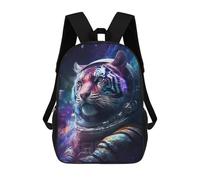 sinyumoney Mochilas De 17 Pulgadas Para Niños, Mochila Escolar Space Tiger Astronaut Art Print-3 Mochila Escolar Impresa En 3D Para Niños De Primaria Y Secundaria
