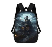 sinyumoney Mochilas De 17 Pulgadas Para Niños, Mochila Escolar Spooky Haunted House Scene Mochila Escolar Impresa En 3D Para Niños De Primaria Y Secundaria