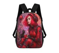 sinyumoney Mochilas De 17 Pulgadas Para Niños, Mochila Escolar Steampunk Woman with Cat Mochila Escolar Impresa En 3D Para Niños De Primaria Y Secundaria