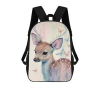 sinyumoney Mochilas De 17 Pulgadas Para Niños, Mochila Escolar Sweet Fawn with Butterfly Mochila Escolar Impresa En 3D Para Niños De Primaria Y Secundaria