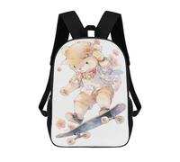 sinyumoney Mochilas De 17 Pulgadas Para Niños, Mochila Escolar Teddy Bear Skateboarding Art Print Mochila Escolar Impresa En 3D Para Niños De Primaria Y Secundaria