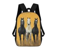 sinyumoney Mochilas De 17 Pulgadas Para Niños, Mochila Escolar Three Horse Painting Artwork Mochila Escolar Impresa En 3D Para Niños De Primaria Y Secundaria