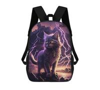 sinyumoney Mochilas De 17 Pulgadas Para Niños, Mochila Escolar Thundering Fantasy Cat Artwork Mochila Escolar Impresa En 3D Para Niños De Primaria Y Secundaria