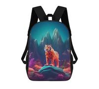 sinyumoney Mochilas De 17 Pulgadas Para Niños, Mochila Escolar Tiger Blue Night Mochila Escolar Impresa En 3D Para Niños De Primaria Y Secundaria