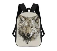 sinyumoney Mochilas De 17 Pulgadas Para Niños, Mochila Escolar Vintage Paint Wolf Mochila Escolar Impresa En 3D Para Niños De Primaria Y Secundaria