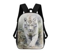 sinyumoney Mochilas De 17 Pulgadas Para Niños, Mochila Escolar Watercolor White Tiger Mochila Escolar Impresa En 3D Para Niños De Primaria Y Secundaria