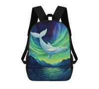 sinyumoney Mochilas De 17 Pulgadas Para Niños, Mochila Escolar Whale Aurora Night Scene Mochila Escolar Impresa En 3D Para Niños De Primaria Y Secundaria