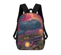 sinyumoney Mochilas De 17 Pulgadas Para Niños, Mochila Escolar Whale Car Flowers Fantasy Mochila Escolar Impresa En 3D Para Niños De Primaria Y Secundaria