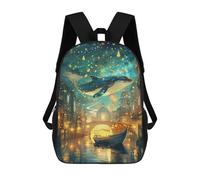 sinyumoney Mochilas De 17 Pulgadas Para Niños, Mochila Escolar Whale in Fantasy City Mochila Escolar Impresa En 3D Para Niños De Primaria Y Secundaria