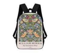 sinyumoney Mochilas De 17 Pulgadas Para Niños, Mochila Escolar William Morris Strawberry Thief Vintage Mochila Escolar Impresa En 3D Para Niños De Primaria Y Secundaria